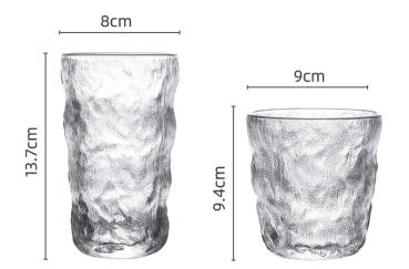 360Home Glas mit Gletschermuster verdickte Textur
